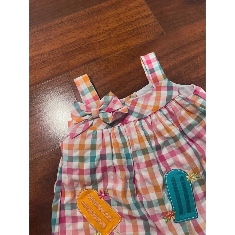 Good Lad Gingham Popsicle Applique 2-Piece Ruffle Top and Bloomers Set 12 Months